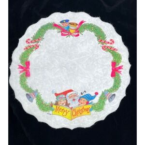 Vintage Rennoc Felt Christmas Mini Tree Skirt‎ White Santa Kids Garland Uncut